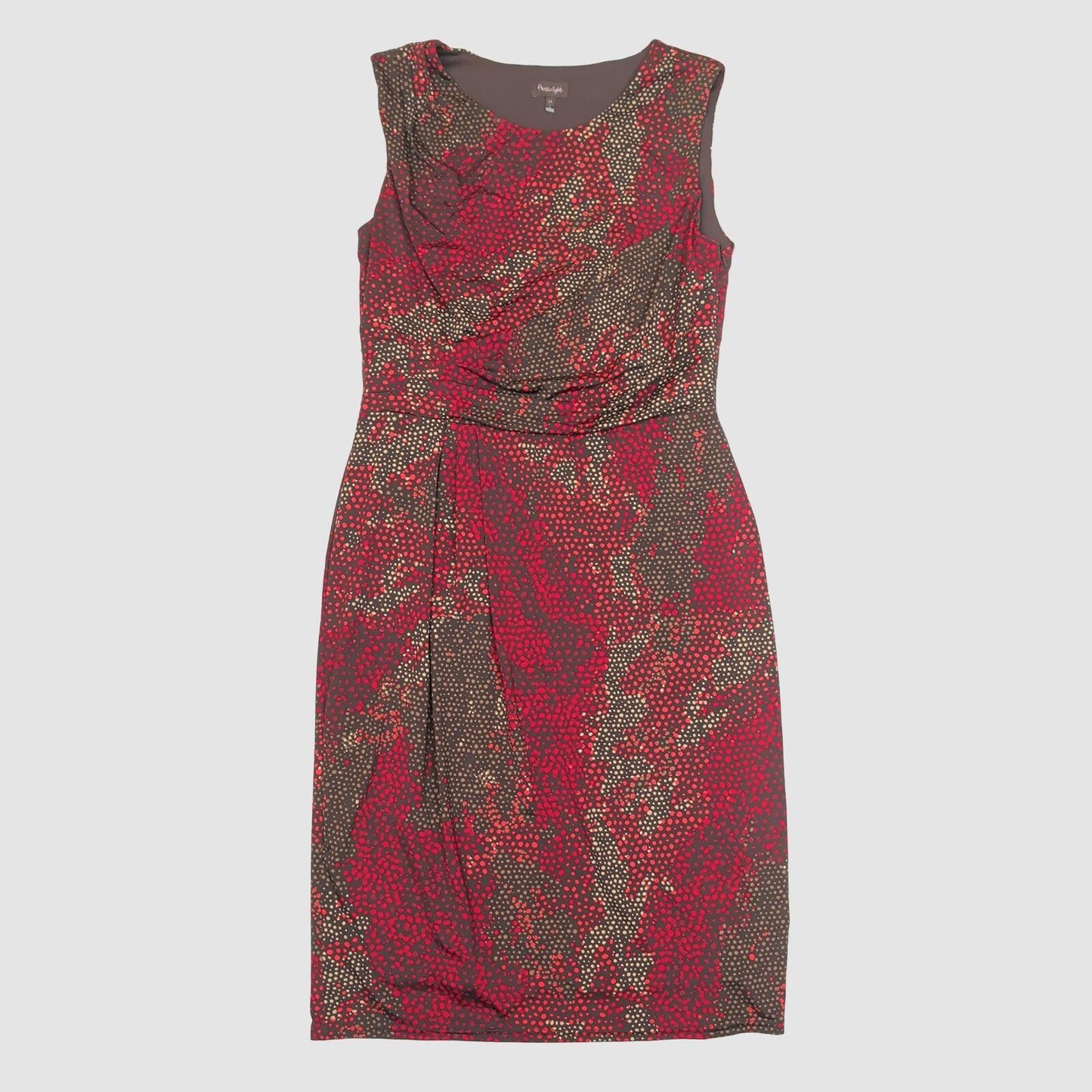 Phase Eight Red Brown Ruched Sheath Dress UK 14 Sleeveless Print Occasion by Phase Eight – | RewearableUK