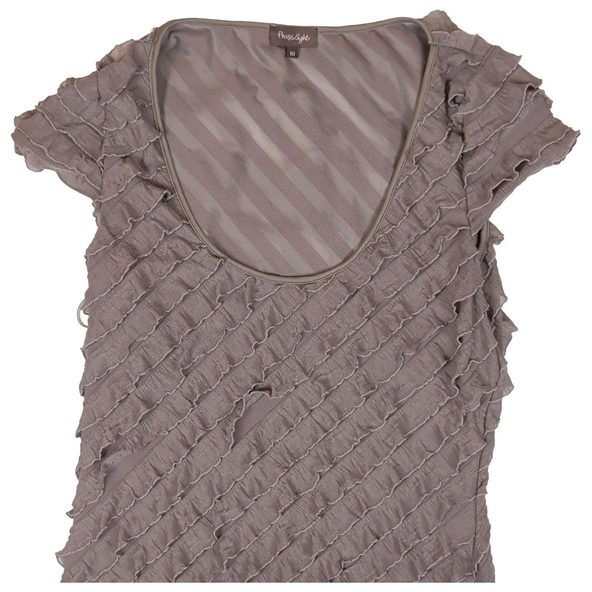 Phase Eight Ruffle Dress UK 10 Grey Taupe Textured Stretch Occasion – product photo 2 | RewearableUK
