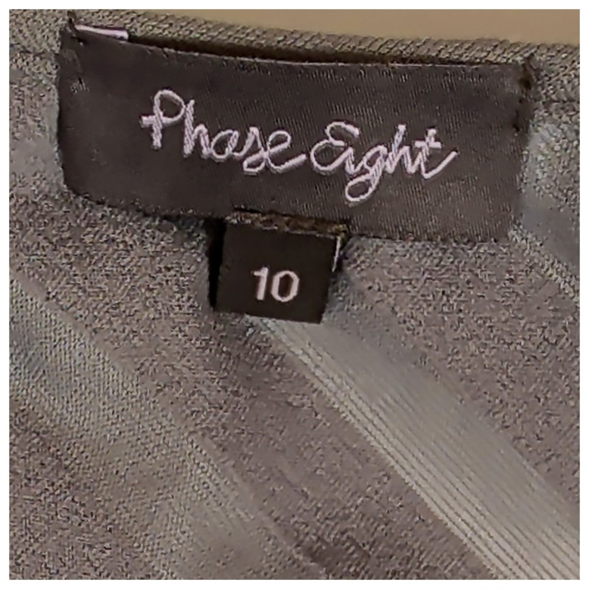 Phase Eight Ruffle Dress UK 10 Grey Taupe Textured Stretch Occasion – product photo 3 | RewearableUK