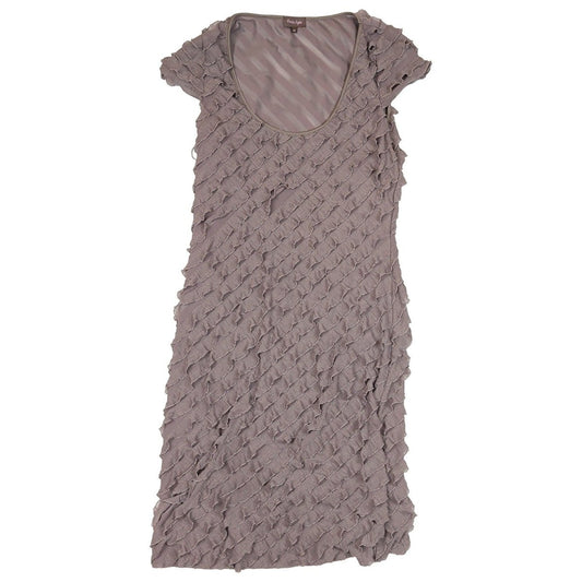 Phase Eight Ruffle Dress UK 10 Grey Taupe Textured Stretch Occasion – product photo 1 | RewearableUK