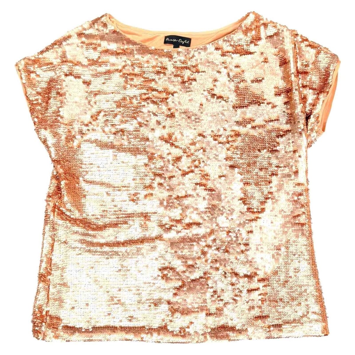 Phase Eight Sequin Top UK 10 Rose Gold Short Sleeve Party Occasion – product photo 1 | RewearableUK