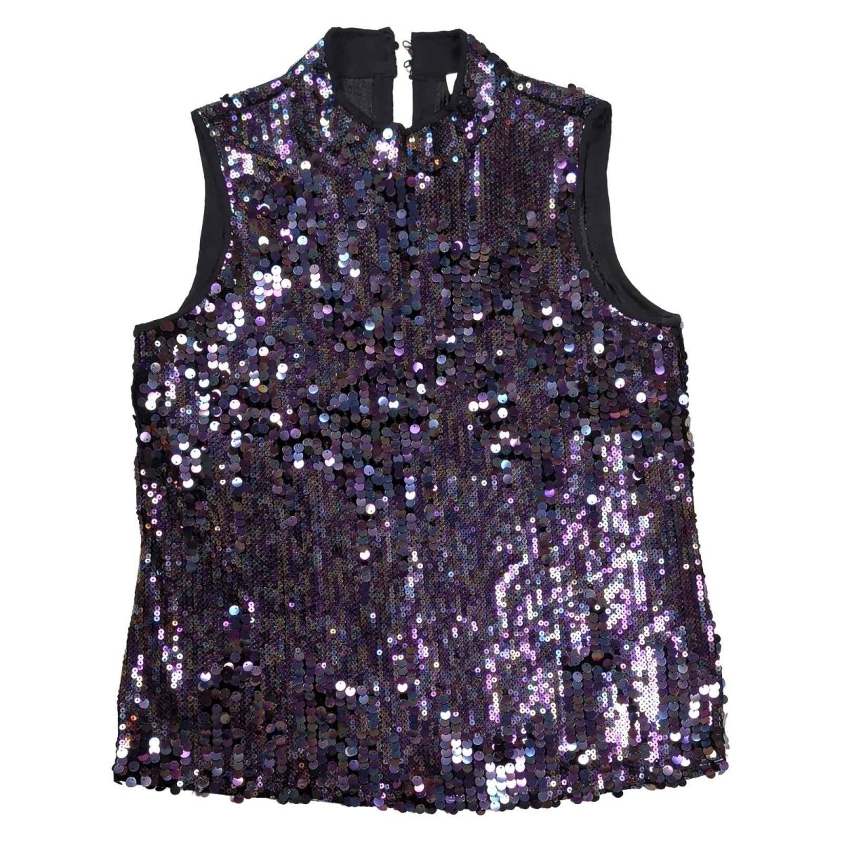 Phase Eight Sequin Top UK 14 Black Purple Iridescent Sleeveless Party Blouse – product photo 1 | RewearableUK