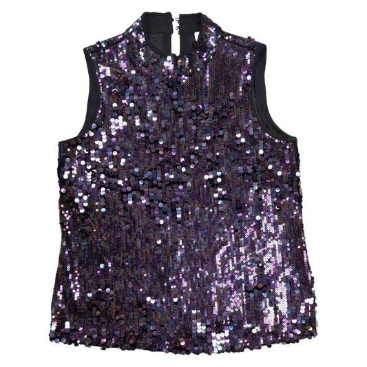 Phase Eight Sequin Top UK 14 Black Purple Iridescent Sleeveless Party Blouse – product photo 1 | RewearableUK