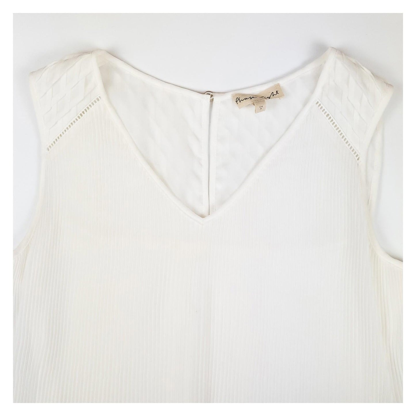 Phase Eight Top Blouse UK 8 White Plisse Pleated Sleeveless Layered Smart by Phase Eight – | RewearableUK