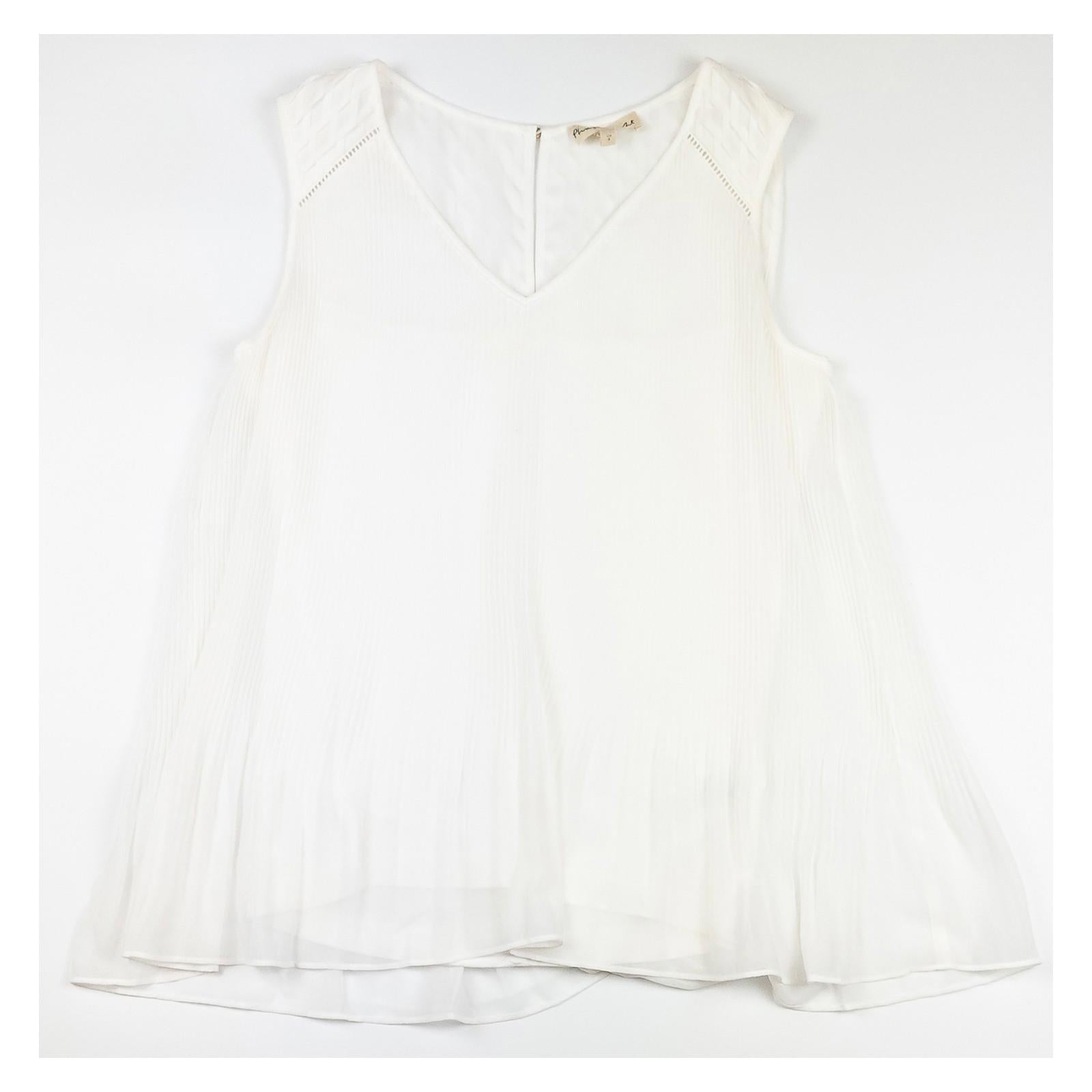 Phase Eight Top Blouse UK 8 White Plisse Pleated Sleeveless Layered Smart by Phase Eight – | RewearableUK