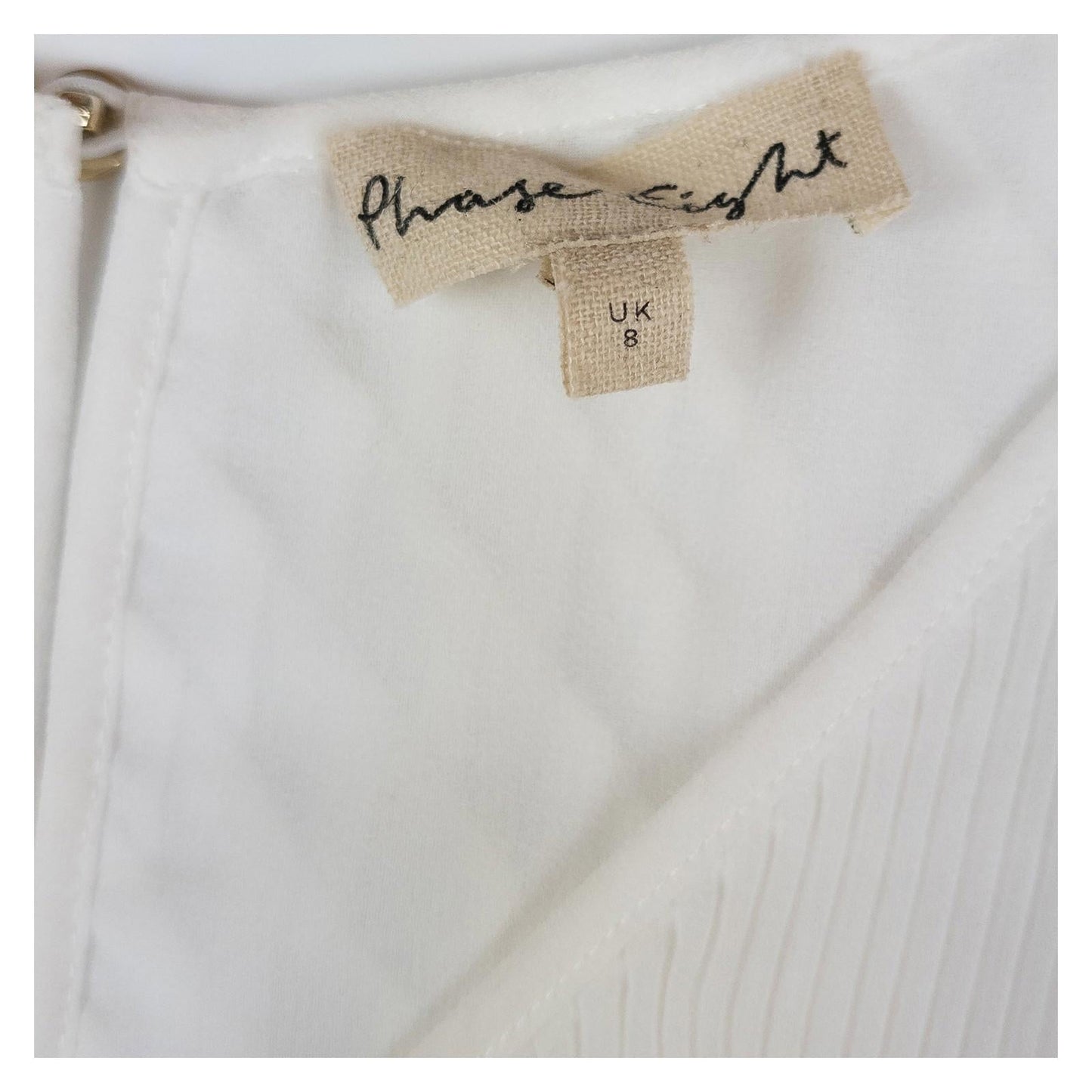 Phase Eight Top Blouse UK 8 White Plisse Pleated Sleeveless Layered Smart by Phase Eight – | RewearableUK