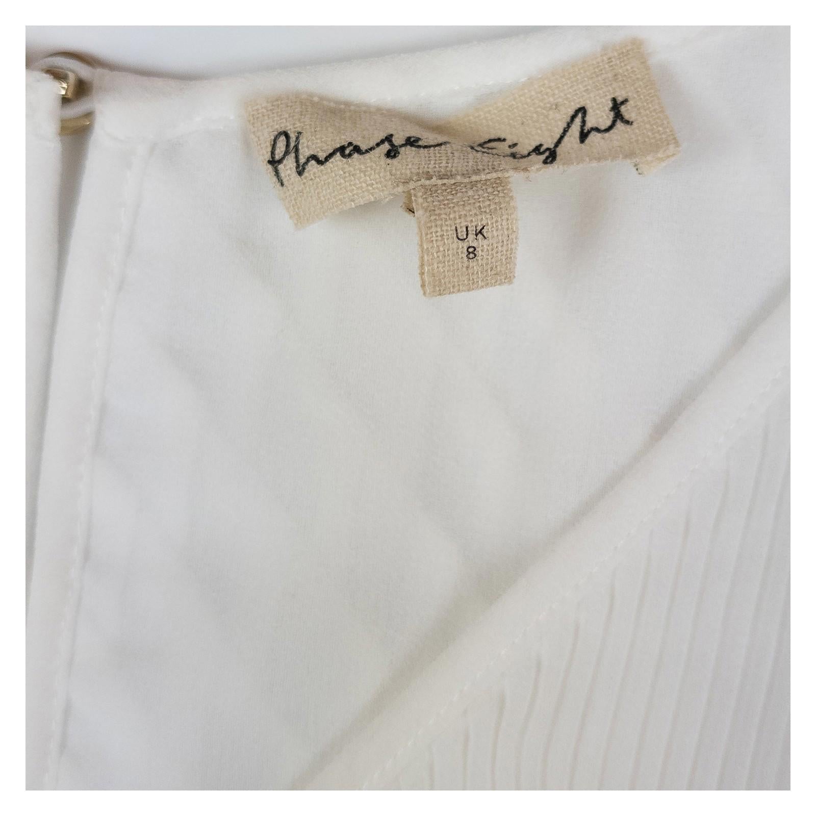 Phase Eight Top Blouse UK 8 White Plisse Pleated Sleeveless Layered Smart by Phase Eight – | RewearableUK