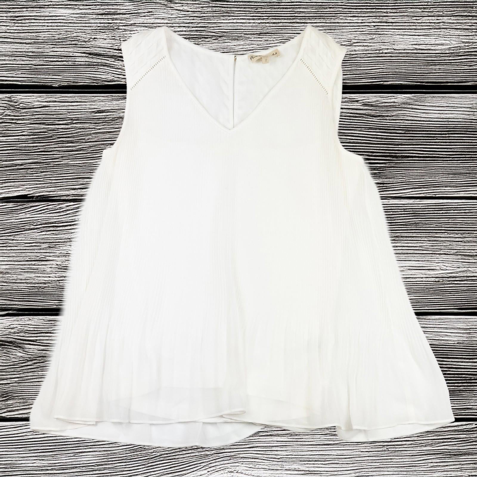 Phase Eight Top Blouse UK 8 White Plisse Pleated Sleeveless Layered Smart by Phase Eight – | RewearableUK