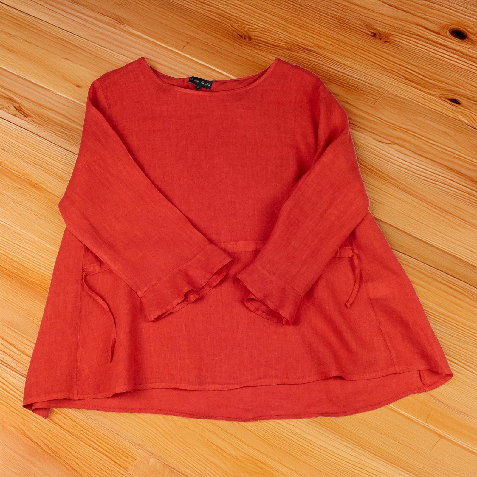 Phase Eight Woman Red Linen Top Size UK 14 Tunic Blouse Bell Sleeve Made Italy by Phase Eight – | RewearableUK