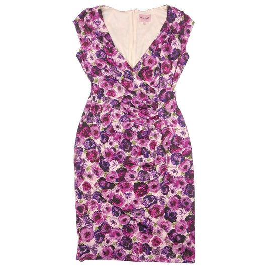 Phase Eight Womens Floral Dress UK 14 Pink Purple Ruched Occasion Midi by Phase Eight – | RewearableUK