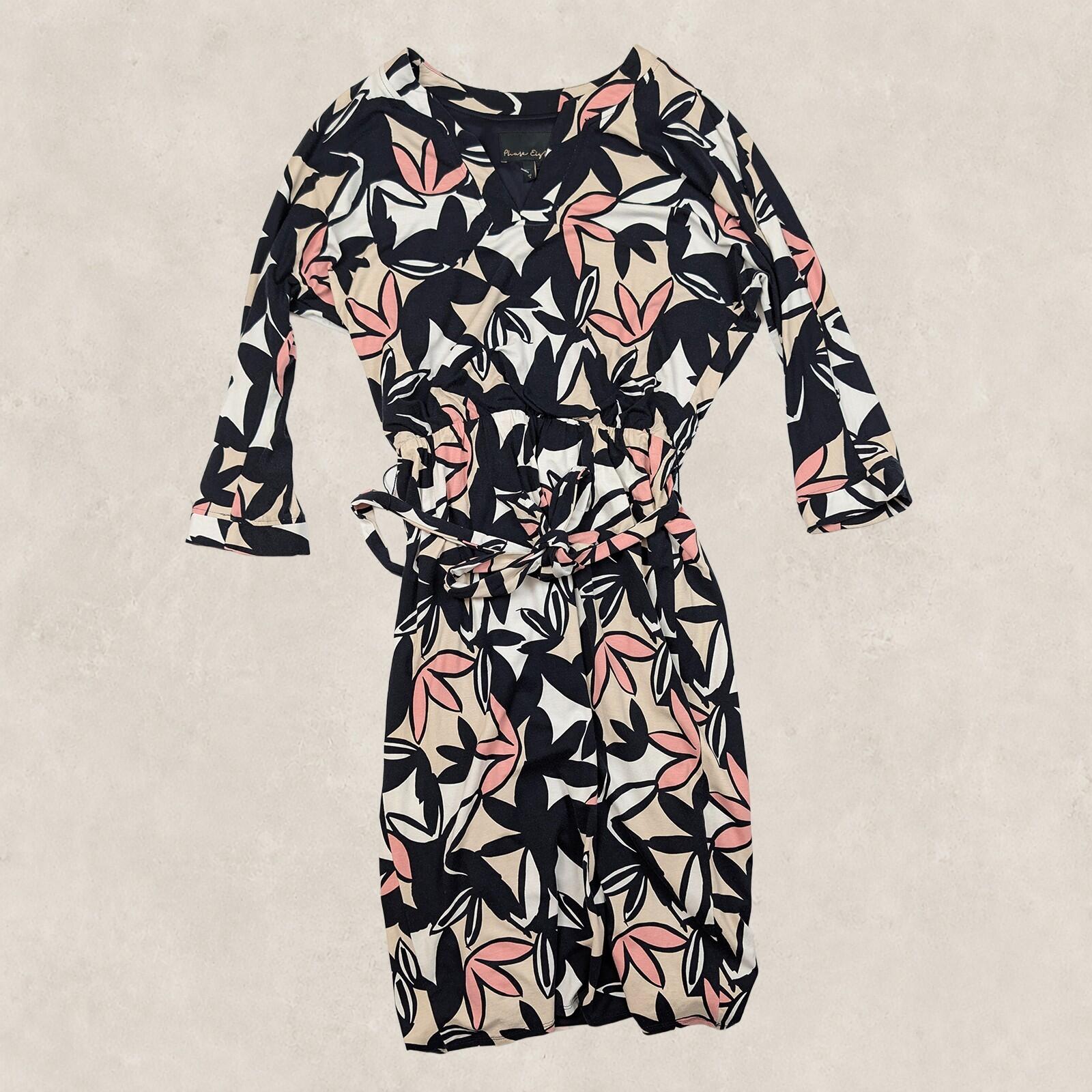 Phase Eight Womens Navy Pink Floral Wrap Dress UK 8 Belted Stretch Midi by Phase Eight – | RewearableUK