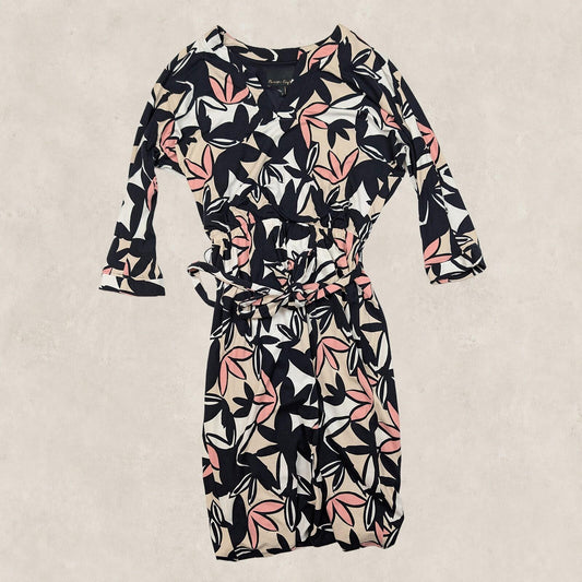 Phase Eight Womens Navy Pink Floral Wrap Dress UK 8 Belted Stretch Midi by Phase Eight – | RewearableUK