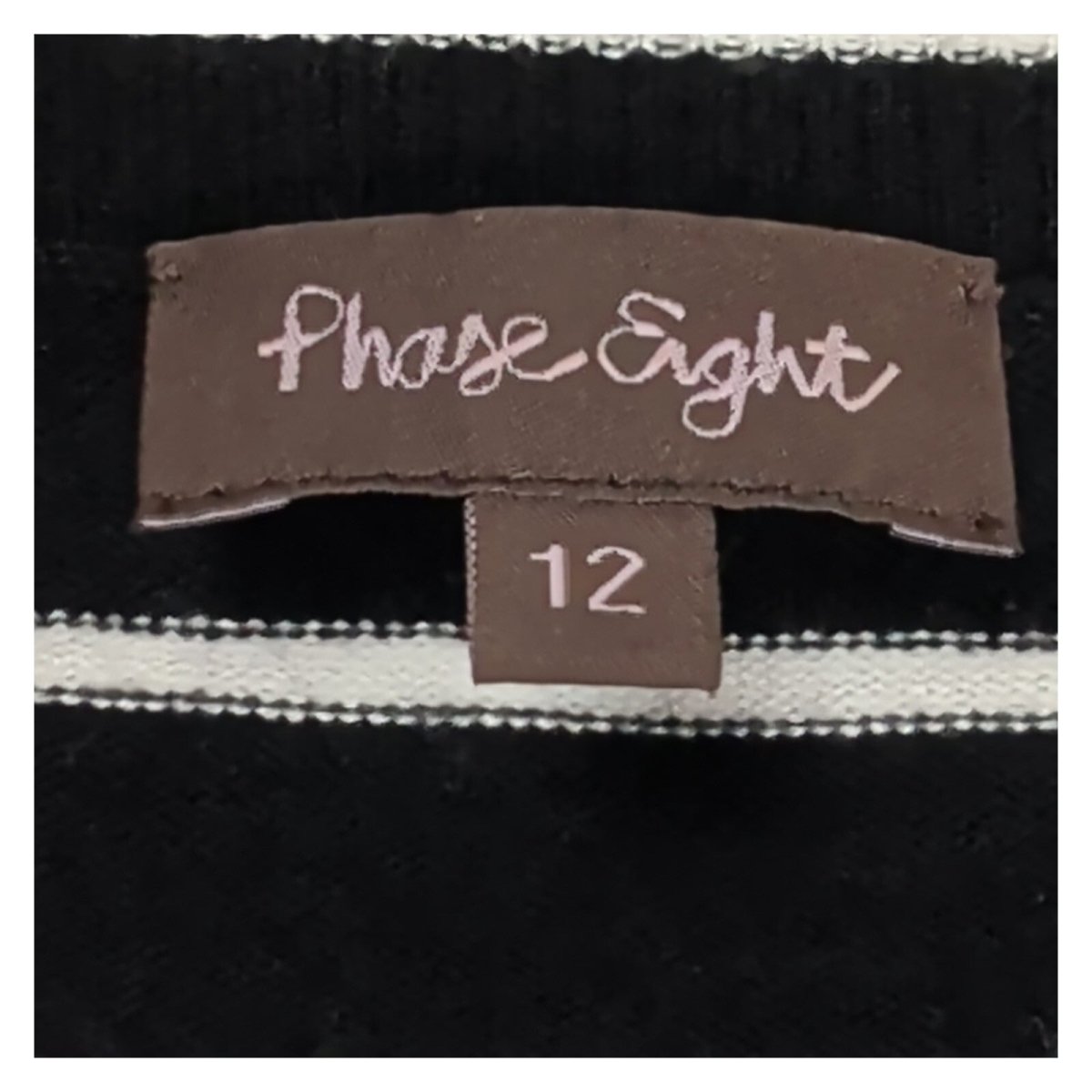 Phase Eight Women's Striped Knit Top UK 12 Black White Ruffle Sleeves – product photo 3 | RewearableUK