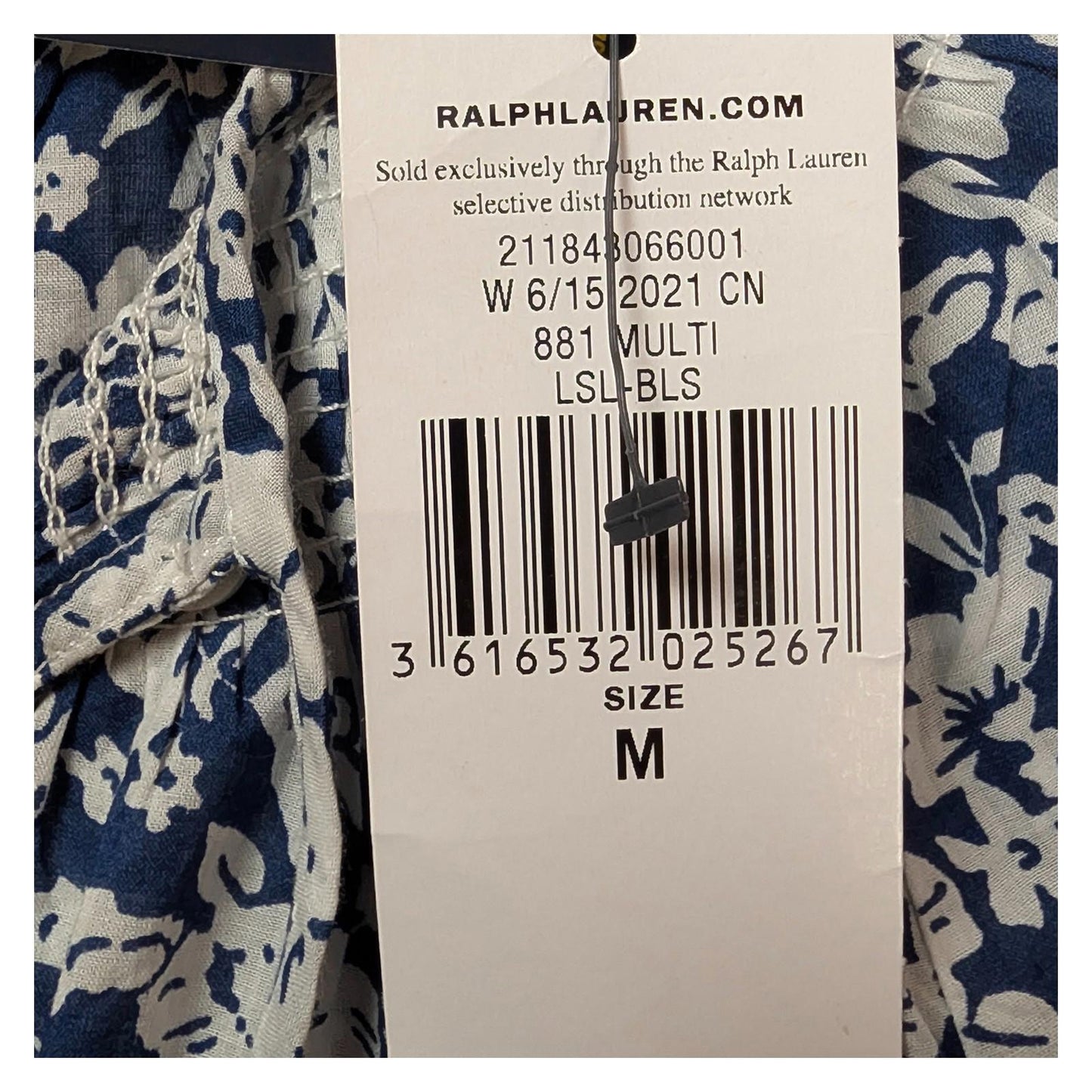 Polo Ralph Lauren Blouse Size M Blue White Floral Cotton Tie Neck NWT by Polo Ralph Lauren – blouse | RewearableUK