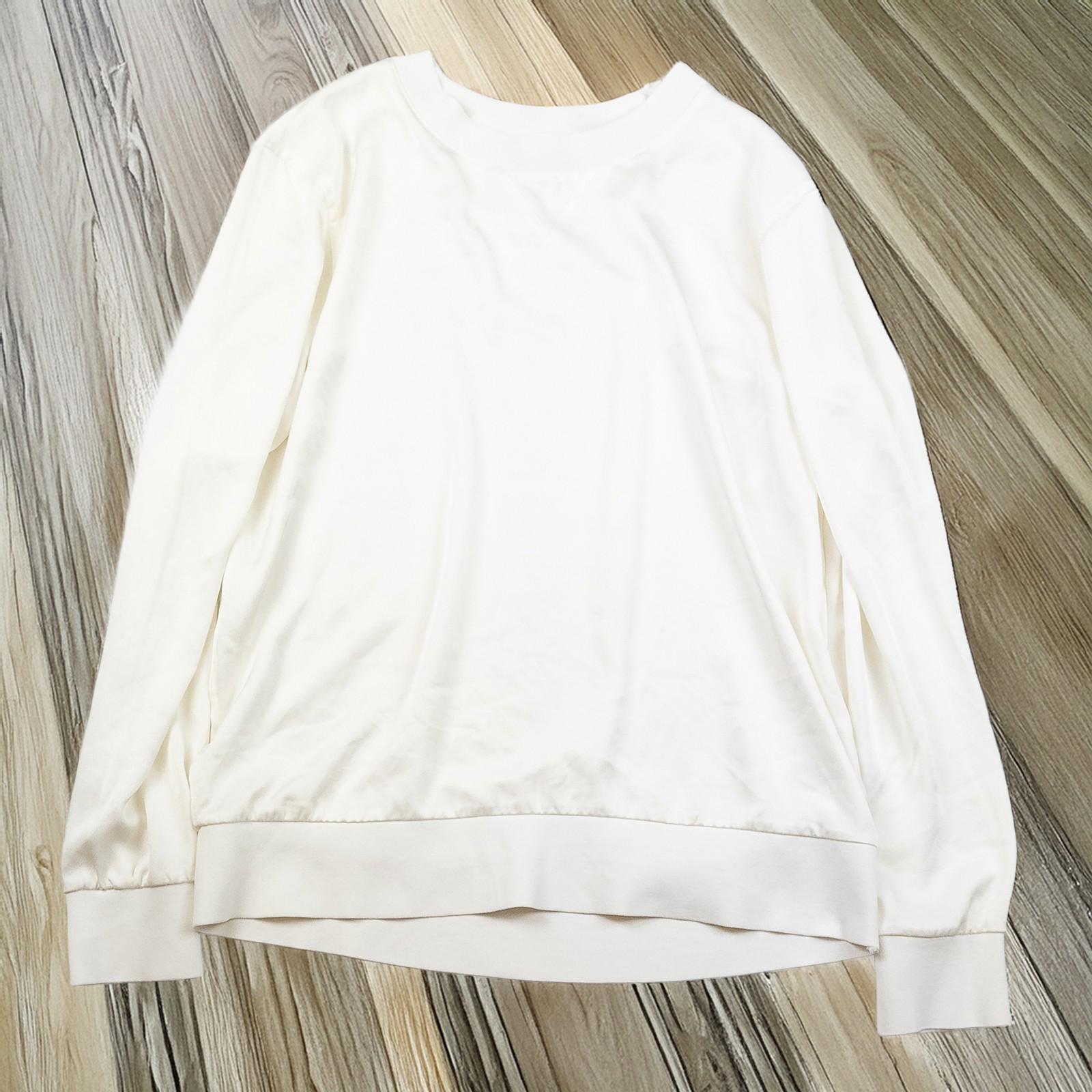 Polo Ralph Lauren Cream Long Sleeve Top Size M Triacetate Blend Crew Neck Ribbed by Polo Ralph Lauren – | RewearableUK