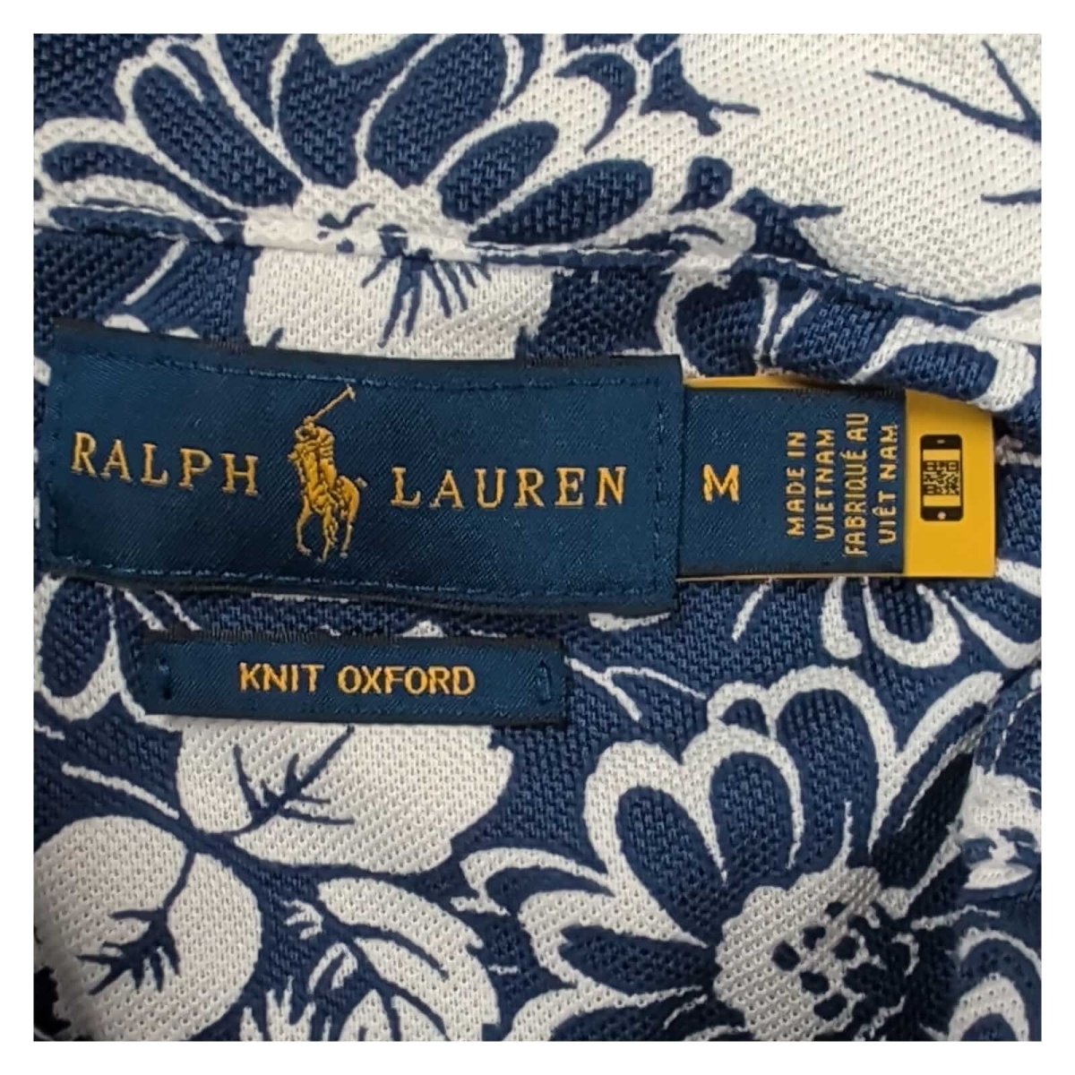 Polo Ralph Lauren Women's Knit Oxford Shirt M Blue White Floral Cotton Logo – product photo 8 | RewearableUK