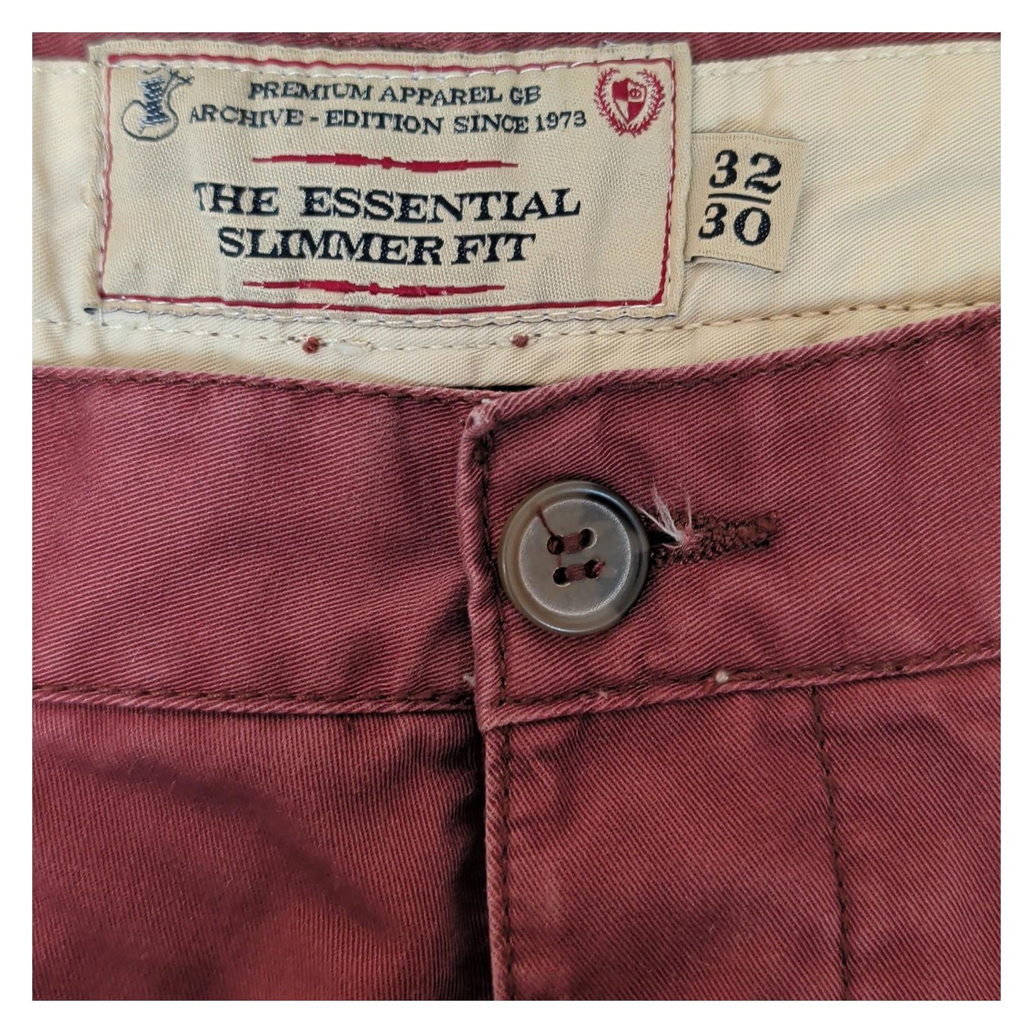 premium apparel gb archive edition mens w32 l30 maroon slim fit chinos pants by matalan – | RewearableUK