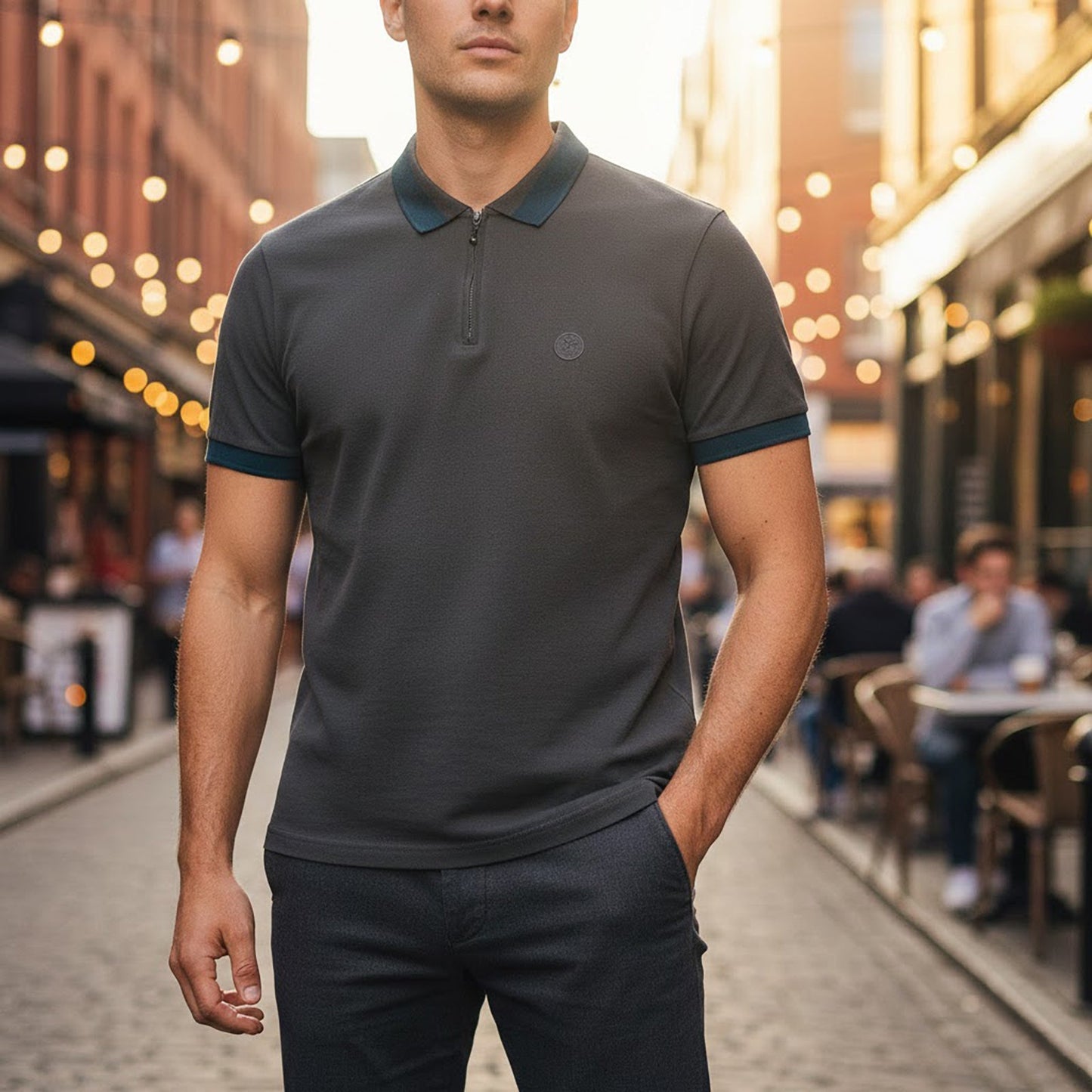 Pretty Green Cotton Polo Shirt Grey | Men's Medium by Pretty Green – T-Shirts | RewearableUK