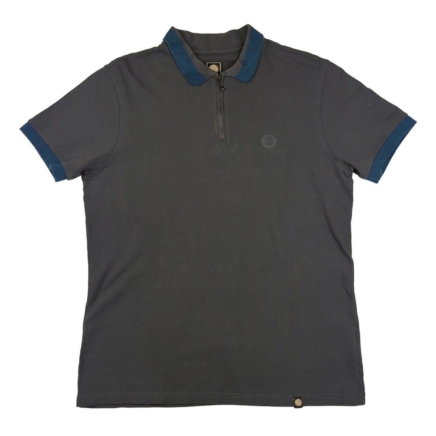 Pretty Green Pretty Green Men's Grey Cotton Polo Shirt Size Medium Casual Short Sleeve T-Shirts RewearableUK