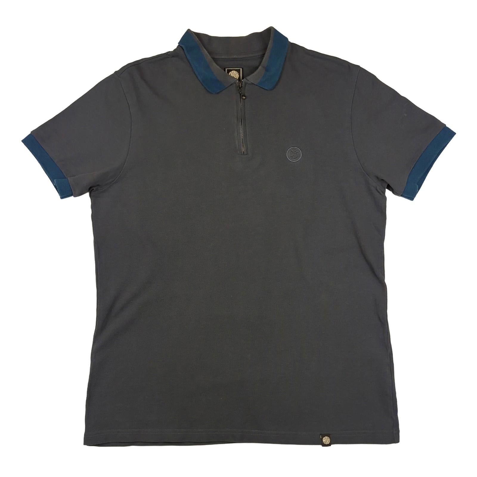 Pretty Green Pretty Green Men's Grey Cotton Polo Shirt Size Medium Casual Short Sleeve T-Shirts RewearableUK