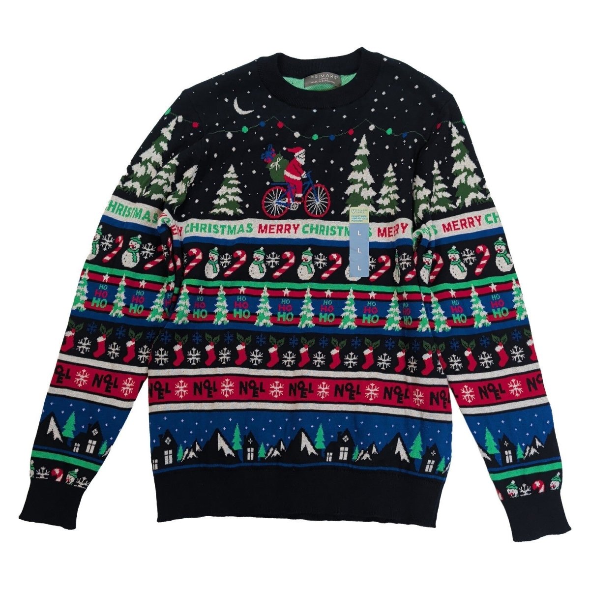 Primark Men's Christmas Jumper Large Santa Bicycle Fair Isle Knit NWT – product photo 1 | RewearableUK