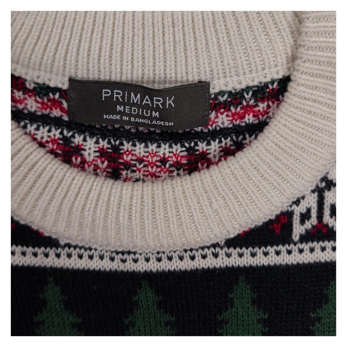 Primark Men's Christmas Jumper M Cream Ski Teddy Bear Fair Isle Xmas Sweater – product photo 3 | RewearableUK