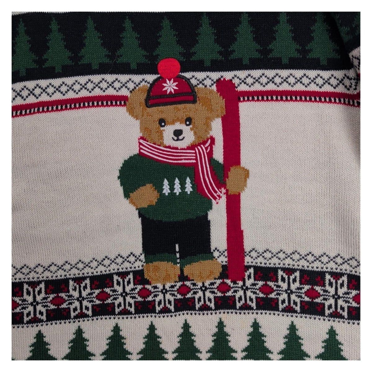 Primark Men's Christmas Jumper M Cream Ski Teddy Bear Fair Isle Xmas Sweater – product photo 2 | RewearableUK