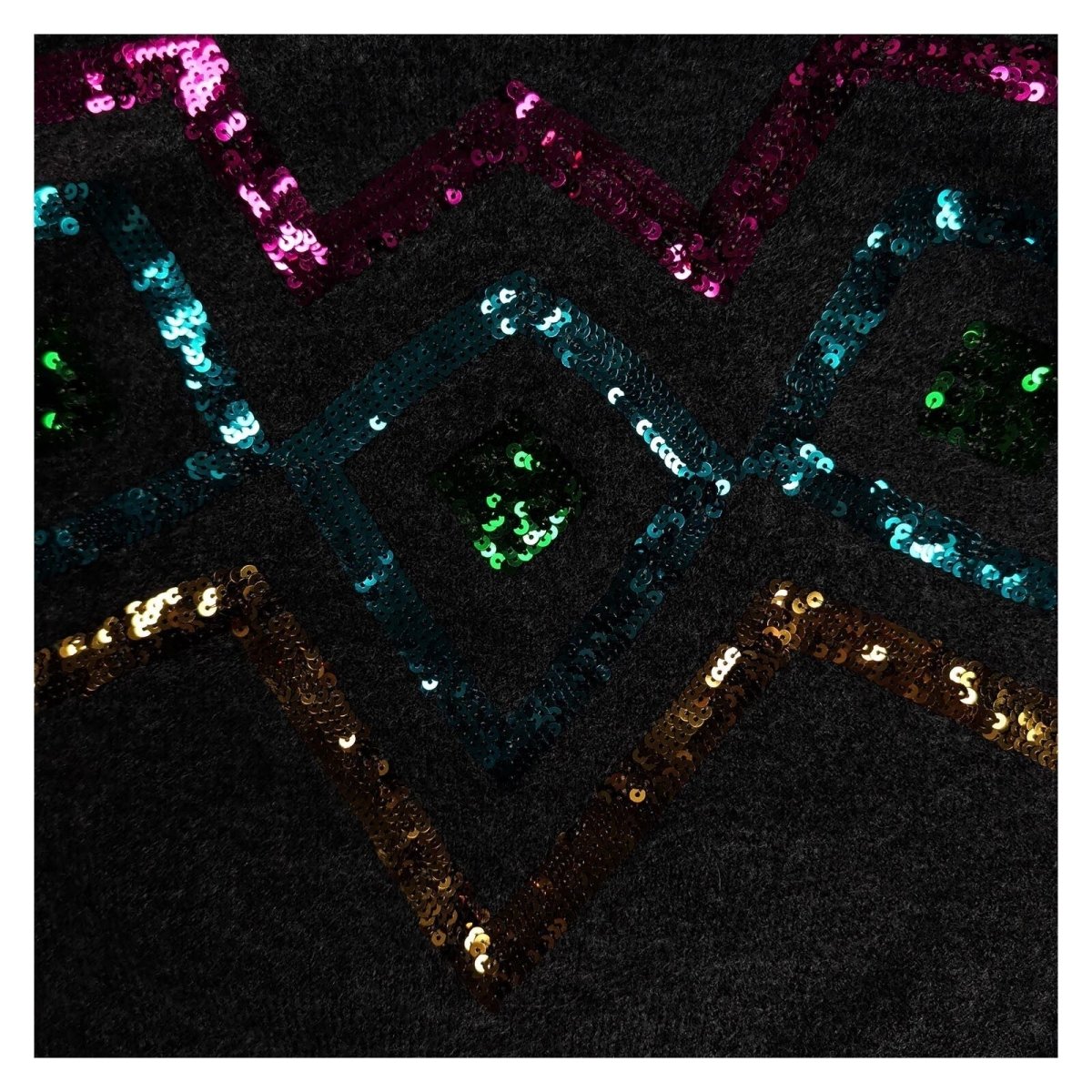 Primark Women's Sequin Jumper XL 18-20 Black Multicolour Geometric Party Sparkle – product photo 2 | RewearableUK