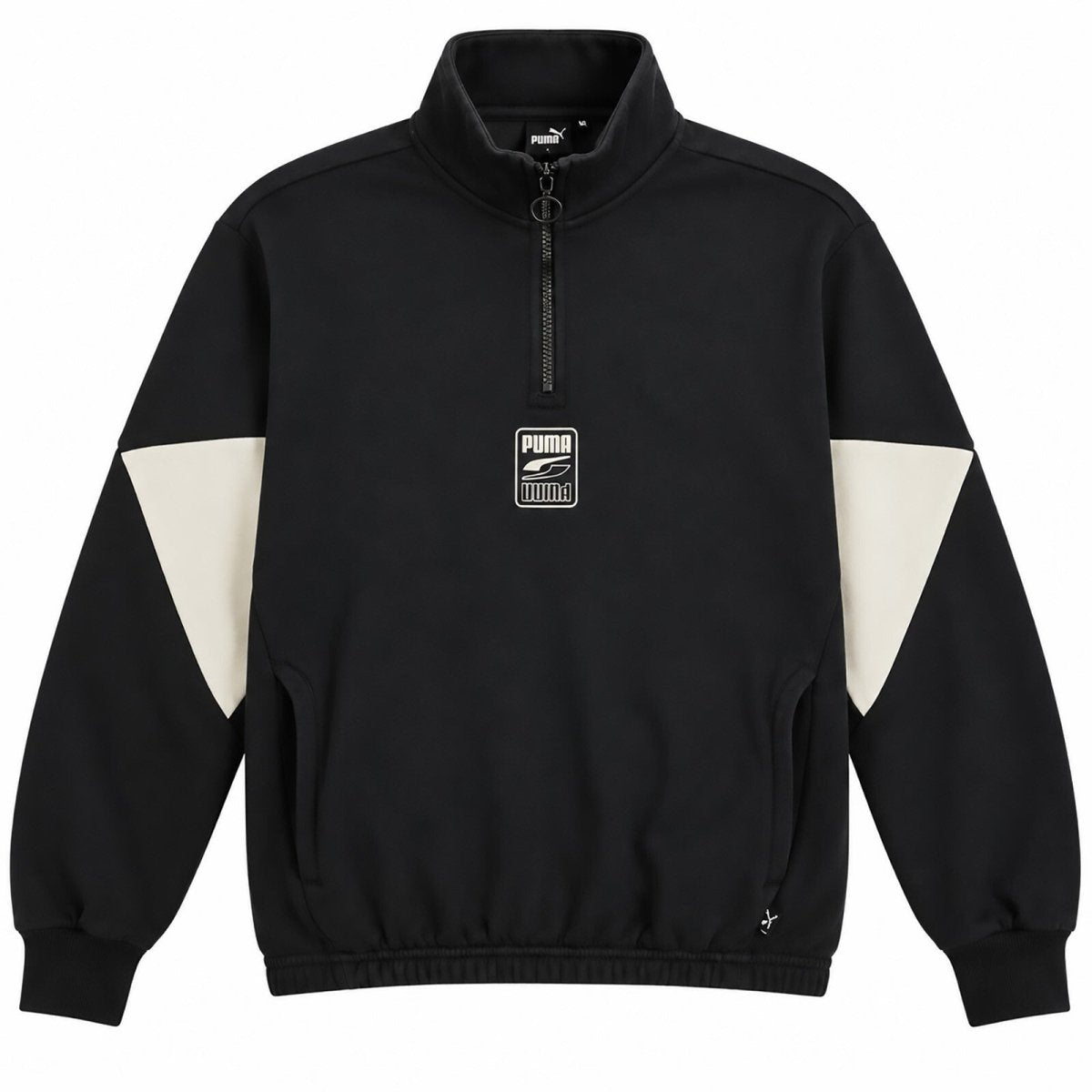 Puma Mens Sweatshirt M Black White Colour Block Polyester Half Zip – product photo 1 | RewearableUK