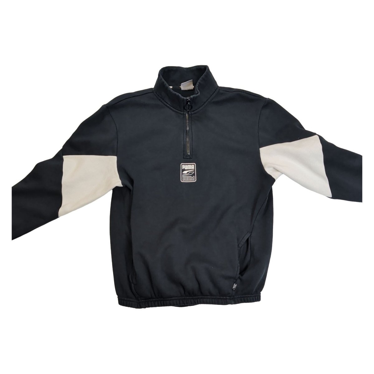 Puma Mens Sweatshirt M Black White Colour Block Polyester Half Zip – product photo 5 | RewearableUK