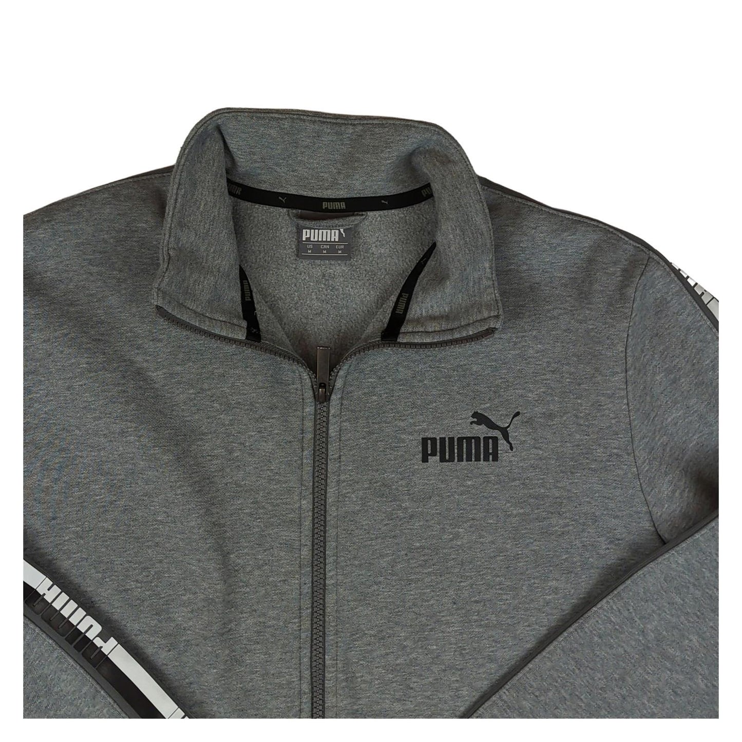 PUMA Puma Mens Sweatshirt Medium Grey Full Zip Hoodie Jumper Long Sleeve Cotton Top Sweater & Hoodie RewearableUK