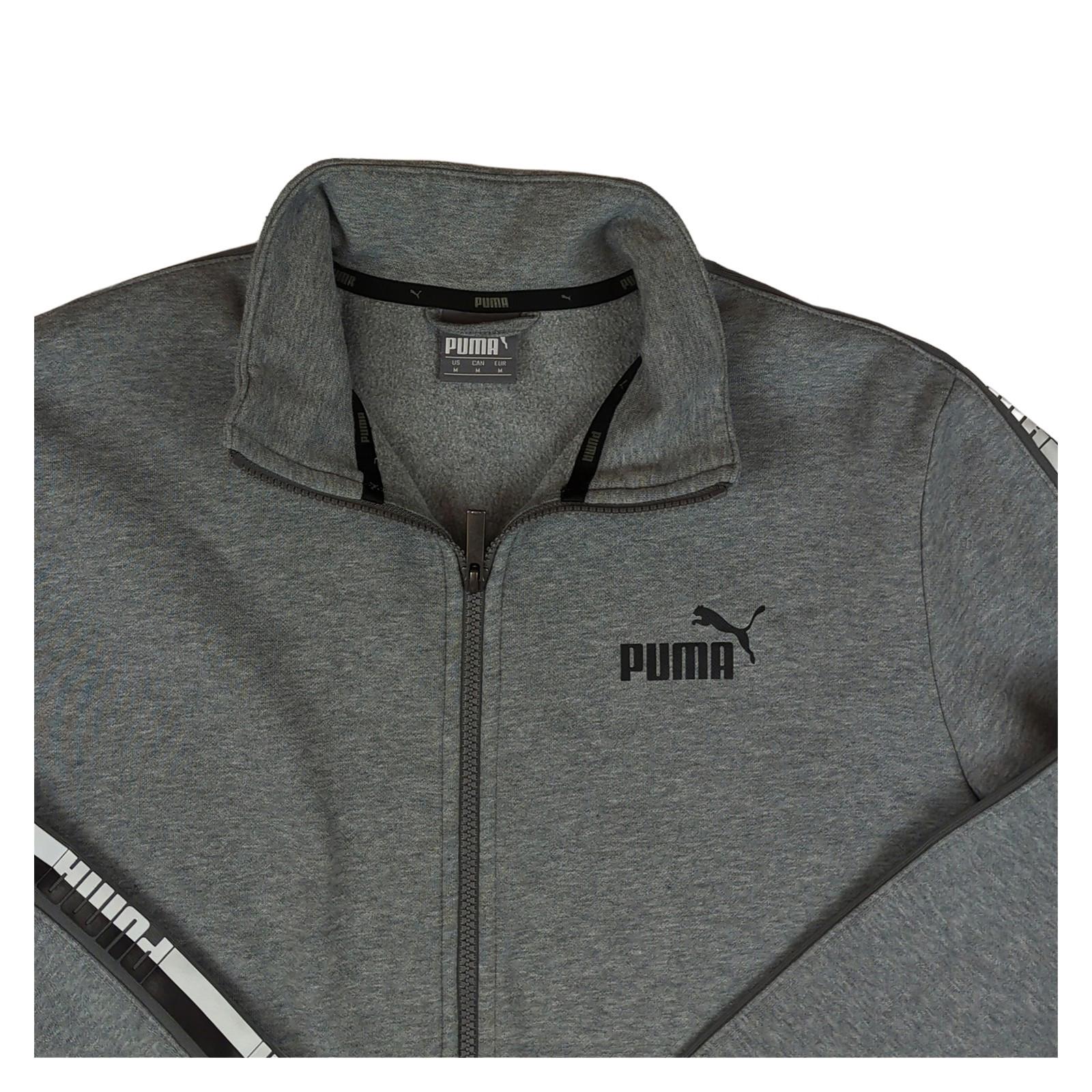 PUMA Puma Mens Sweatshirt Medium Grey Full Zip Hoodie Jumper Long Sleeve Cotton Top Sweater & Hoodie RewearableUK