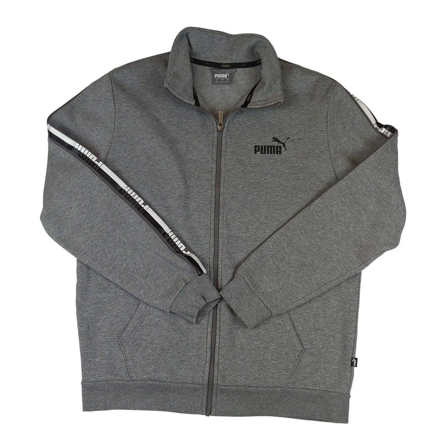 PUMA Puma Mens Sweatshirt Medium Grey Full Zip Hoodie Jumper Long Sleeve Cotton Top Sweater & Hoodie RewearableUK