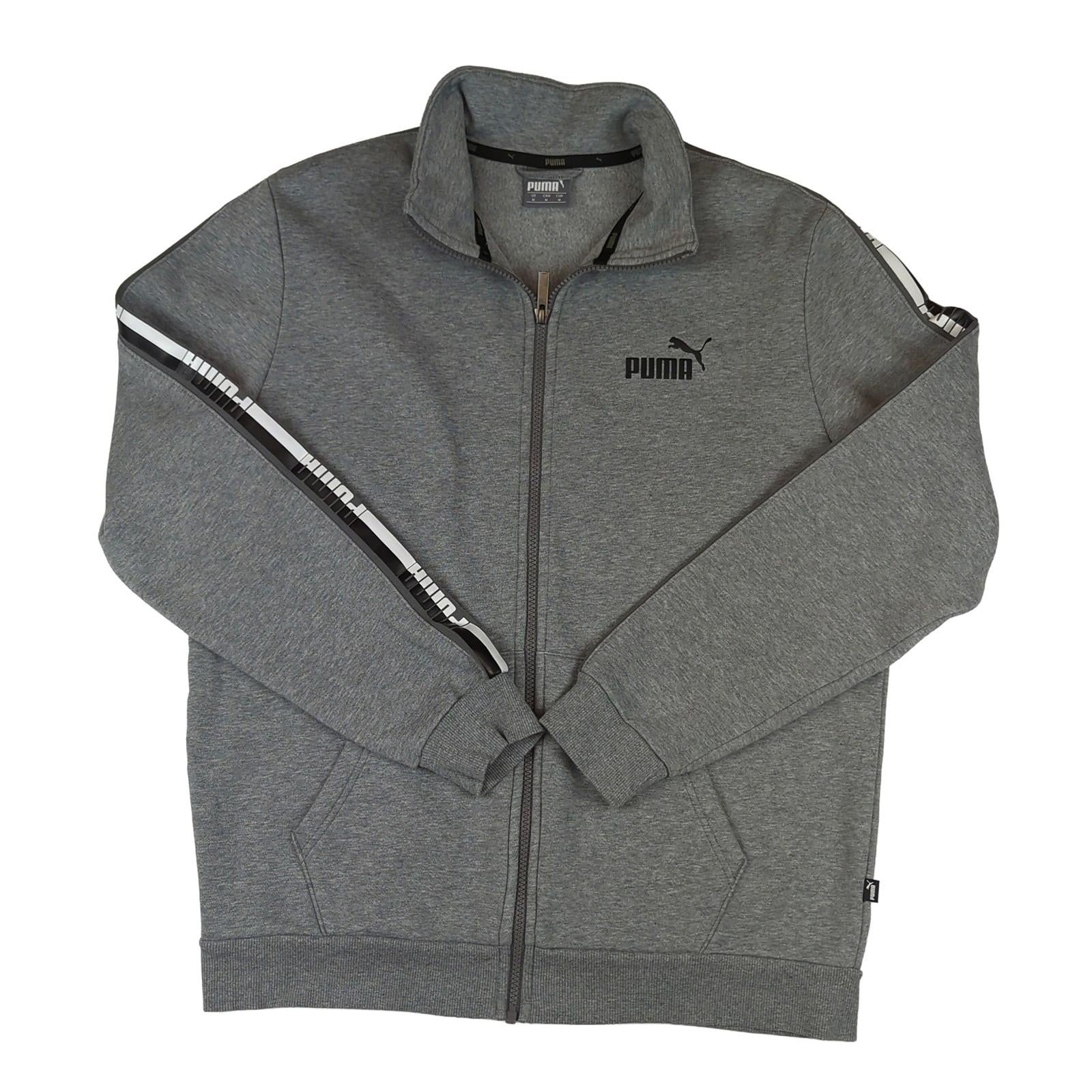 PUMA Puma Mens Sweatshirt Medium Grey Full Zip Hoodie Jumper Long Sleeve Cotton Top Sweater & Hoodie RewearableUK