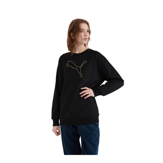 PUMA Puma woman Sweatshirt Size L Large Black Jumper Pullover Long Sleeve Cotton Top Sweater & Hoodie RewearableUK