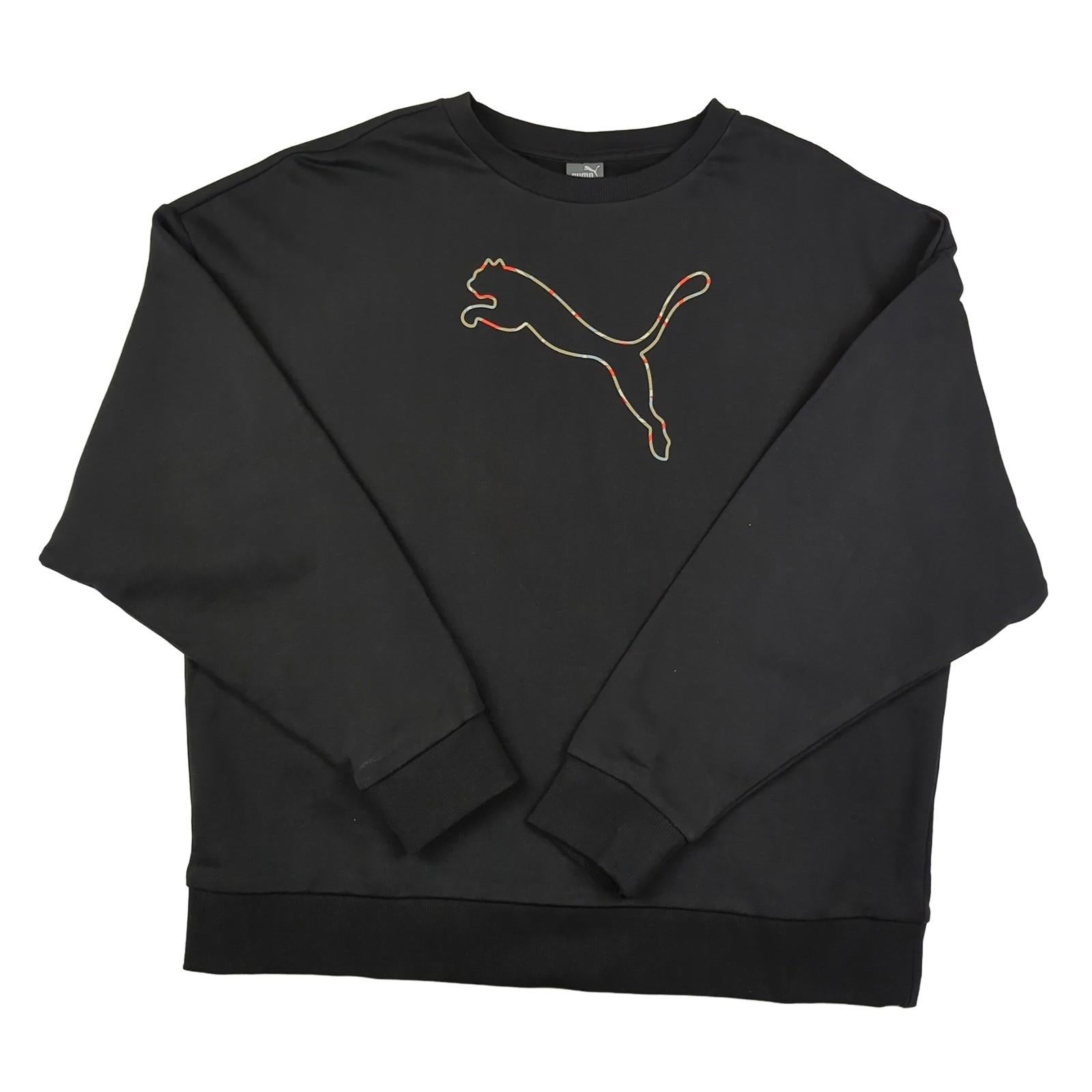 PUMA Puma woman Sweatshirt Size L Large Black Jumper Pullover Long Sleeve Cotton Top Sweater & Hoodie RewearableUK