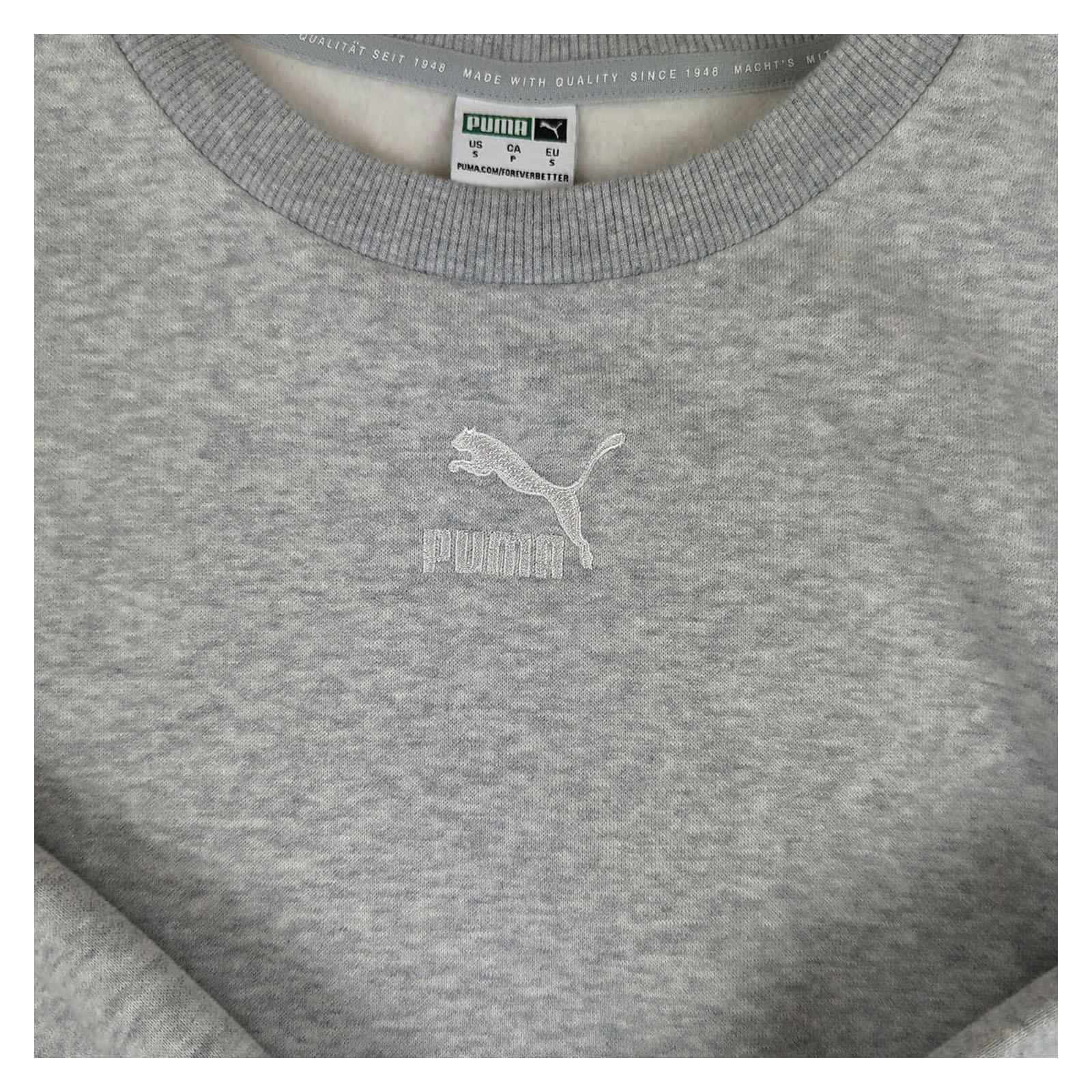 PUMA Puma Women's Cropped Sweater Grey Pullover Size S • Casual Sustainable Design Sweater & Hoodie RewearableUK