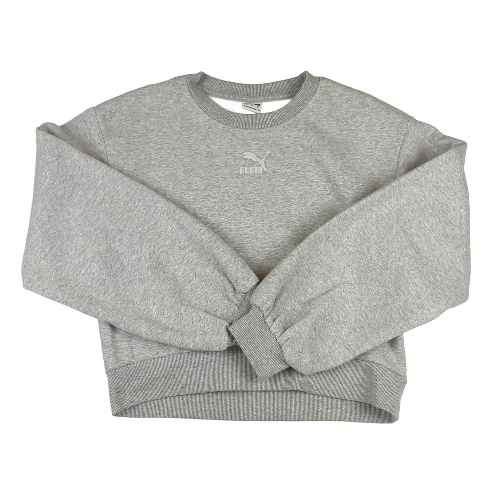 PUMA Puma Women's Cropped Sweater Grey Pullover Size S • Casual Sustainable Design Sweater & Hoodie RewearableUK