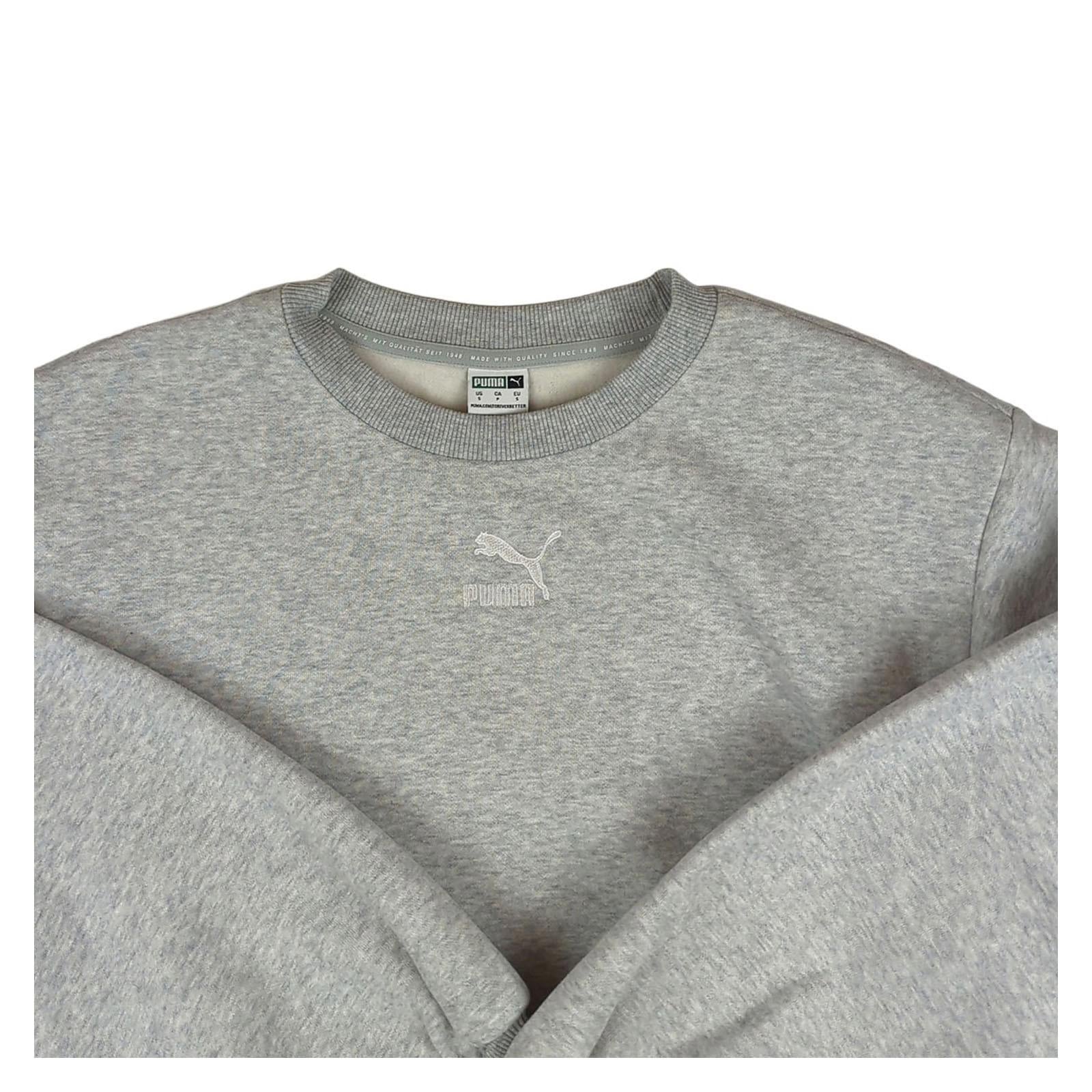 PUMA Puma Women's Cropped Sweater Grey Pullover Size S • Casual Sustainable Design Sweater & Hoodie RewearableUK