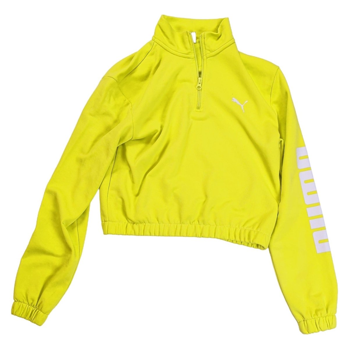 Puma Women's Cropped Sweatshirt XS Yellow Logo Printed Cotton Blend – product photo 8 | RewearableUK