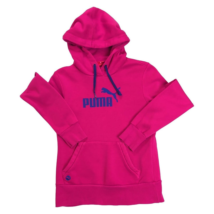 Puma Womens Hot Pink Hoodie UK 10 Navy Logo Pullover Sweatshirt Kangaroo Pocket – product photo 9 | RewearableUK