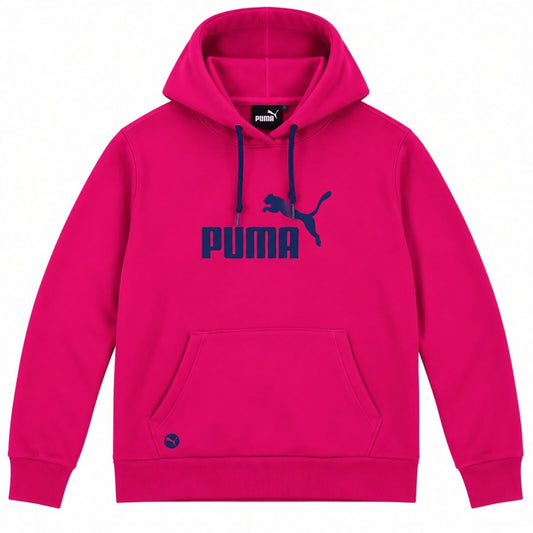 Puma Womens Hot Pink Hoodie UK 10 Navy Logo Pullover Sweatshirt Kangaroo Pocket – product photo 1 | RewearableUK