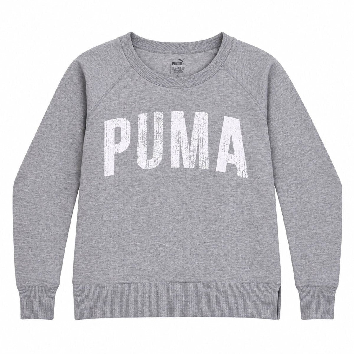 Puma Women's Sweatshirt Regular M Grey Printed Logo 68% Cotton 25% Polyester 7% – product photo 1 | RewearableUK