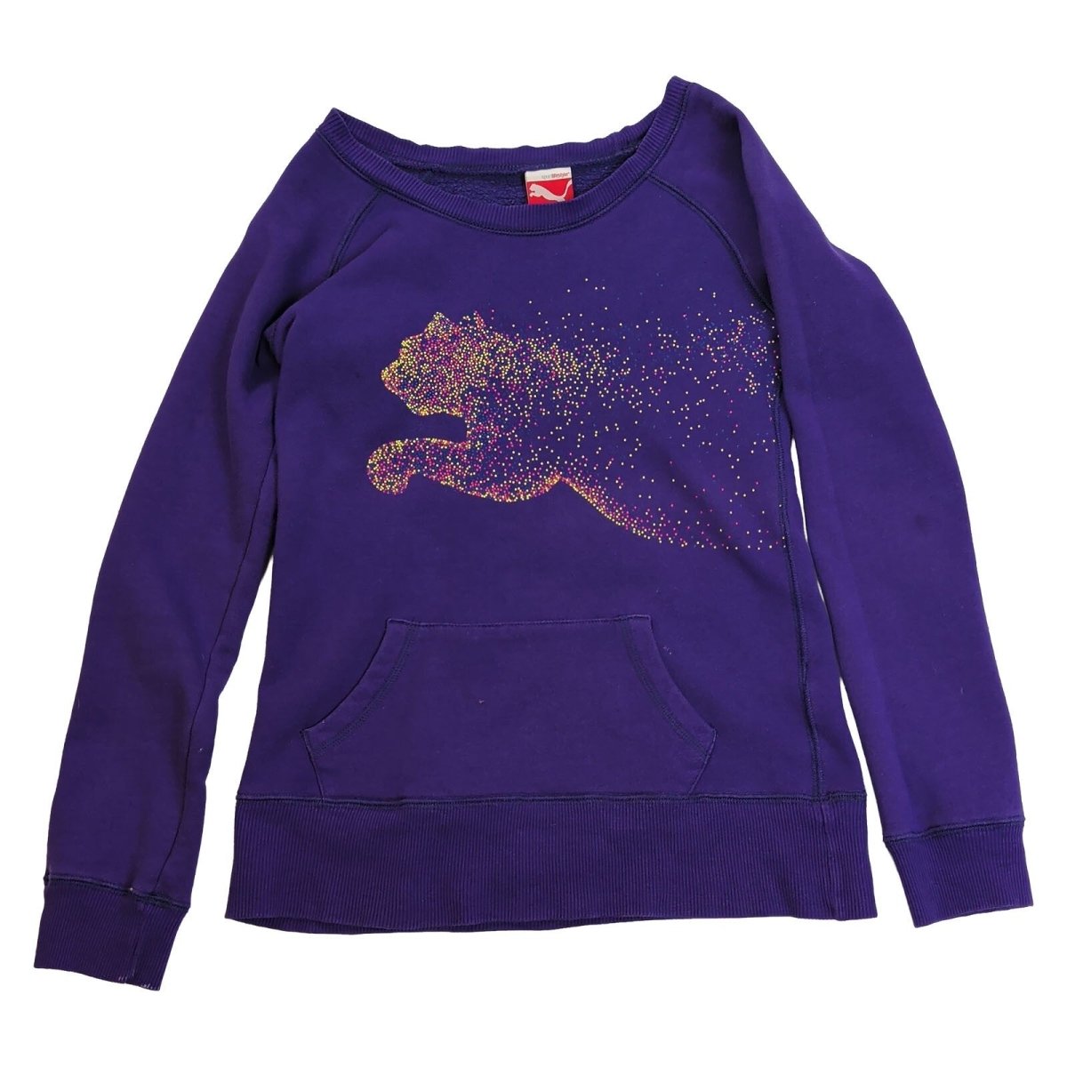 Puma Women's Sweatshirt XS Purple Glitter Cat Graphic – product photo 3 | RewearableUK