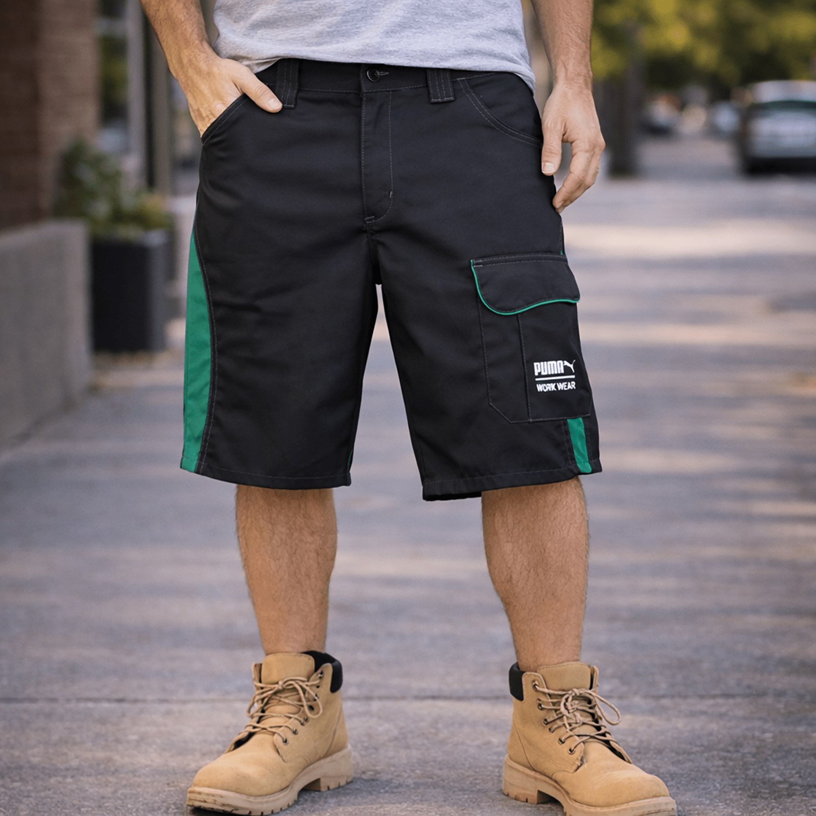 Puma Workwear Shorts Black Green Size 54 Mens Cargo Utility Durable Work Pants by PUMA – workear | RewearableUK