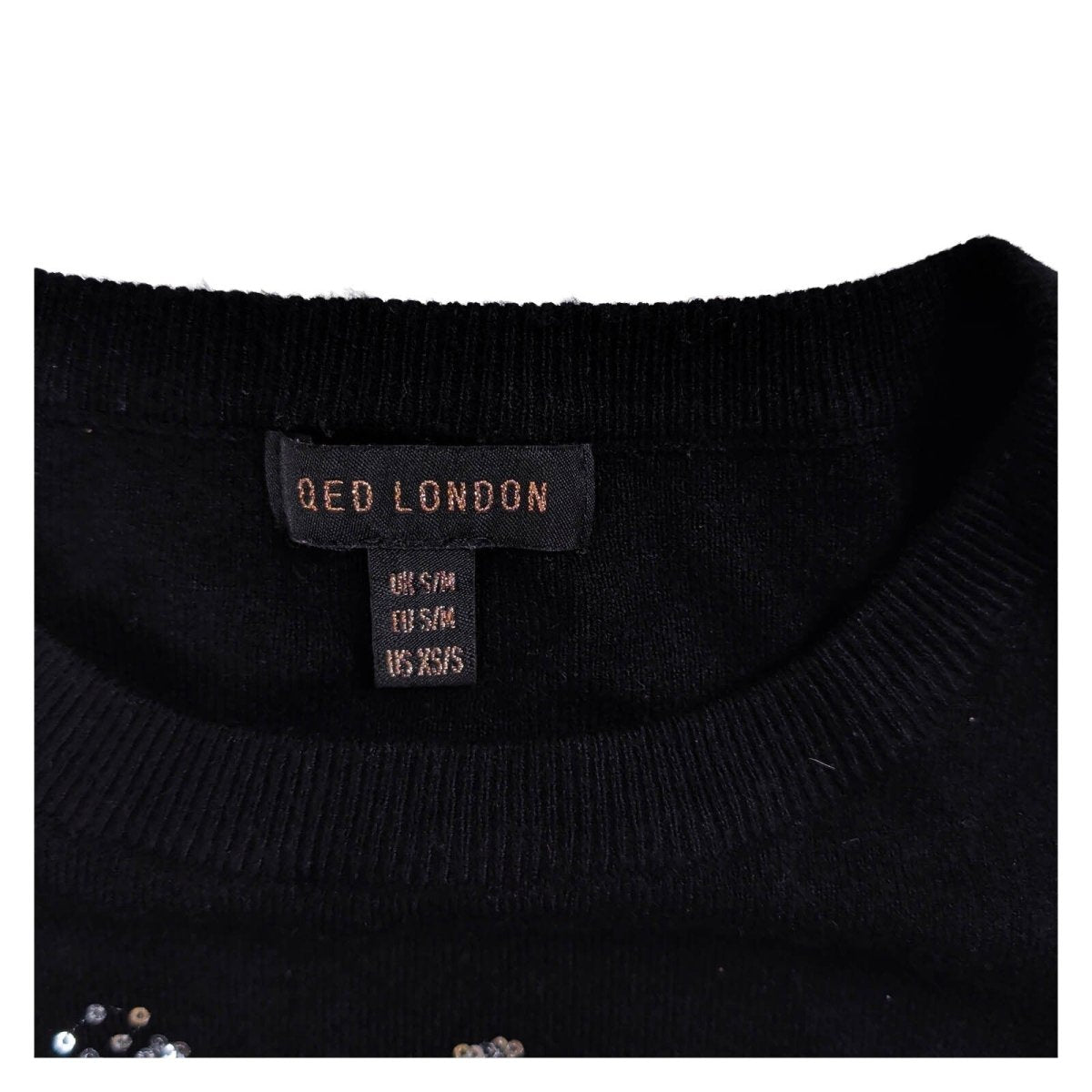 QED London Women's Champagne Sequin Jumper S/M Black – product photo 3 | RewearableUK