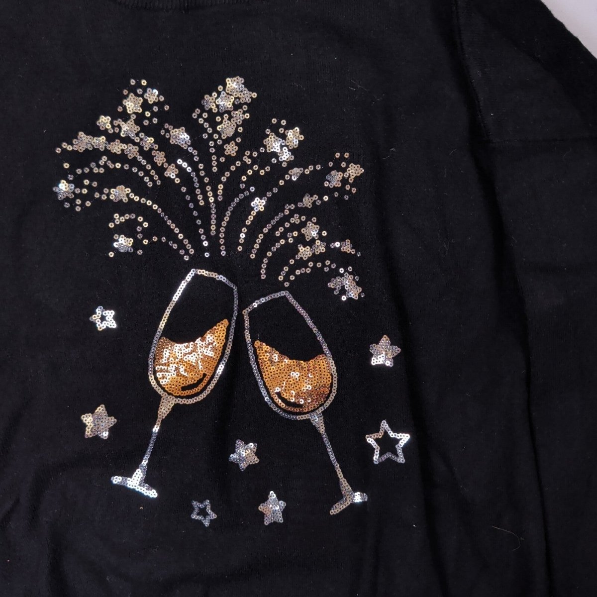 QED London Women's Champagne Sequin Jumper S/M Black – product photo 2 | RewearableUK