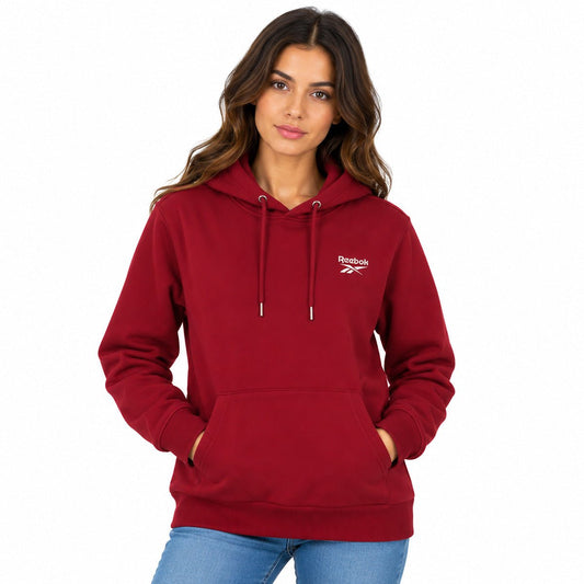 Reebok Women's Burgundy Pullover Hoodie M Long Sleeve Kangaroo Pocket – Hoodie product photo 1 | RewearableUK
