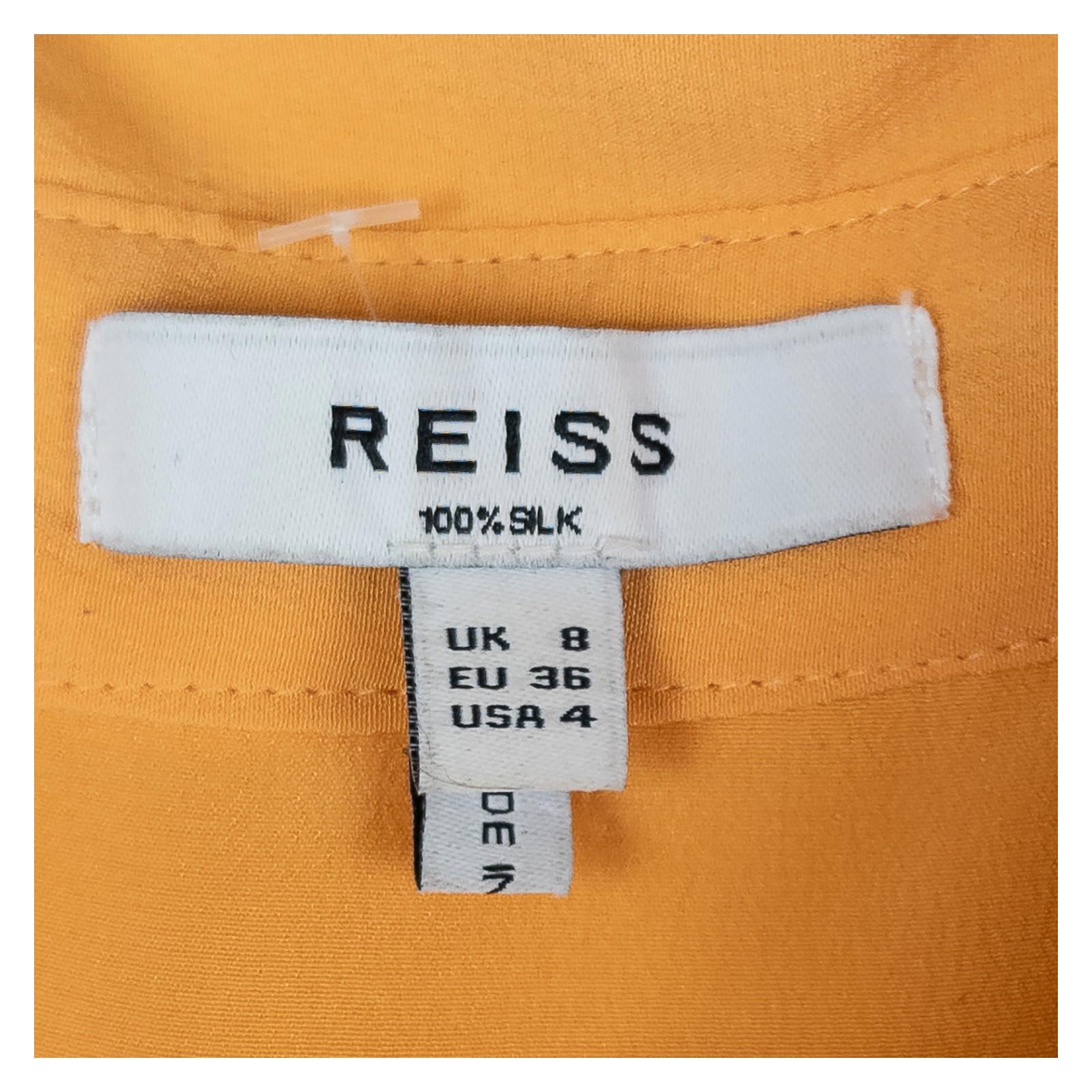 Reiss 100% Silk Shirt Blouse Size UK 8 Mustard Yellow Hidden Button Long Sleeve by Reiss – | RewearableUK