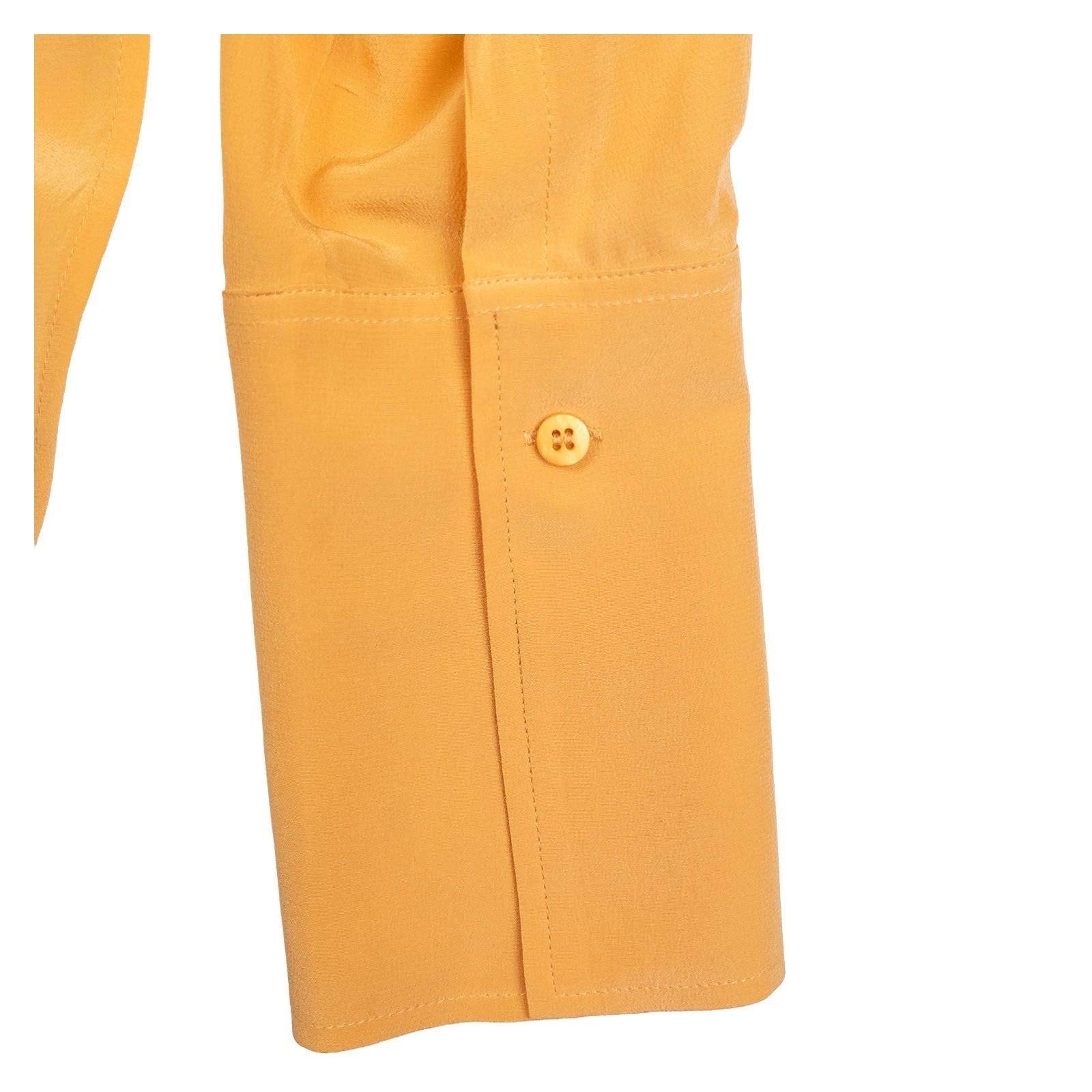 Reiss 100% Silk Shirt Blouse Size UK 8 Mustard Yellow Hidden Button Long Sleeve by Reiss – | RewearableUK